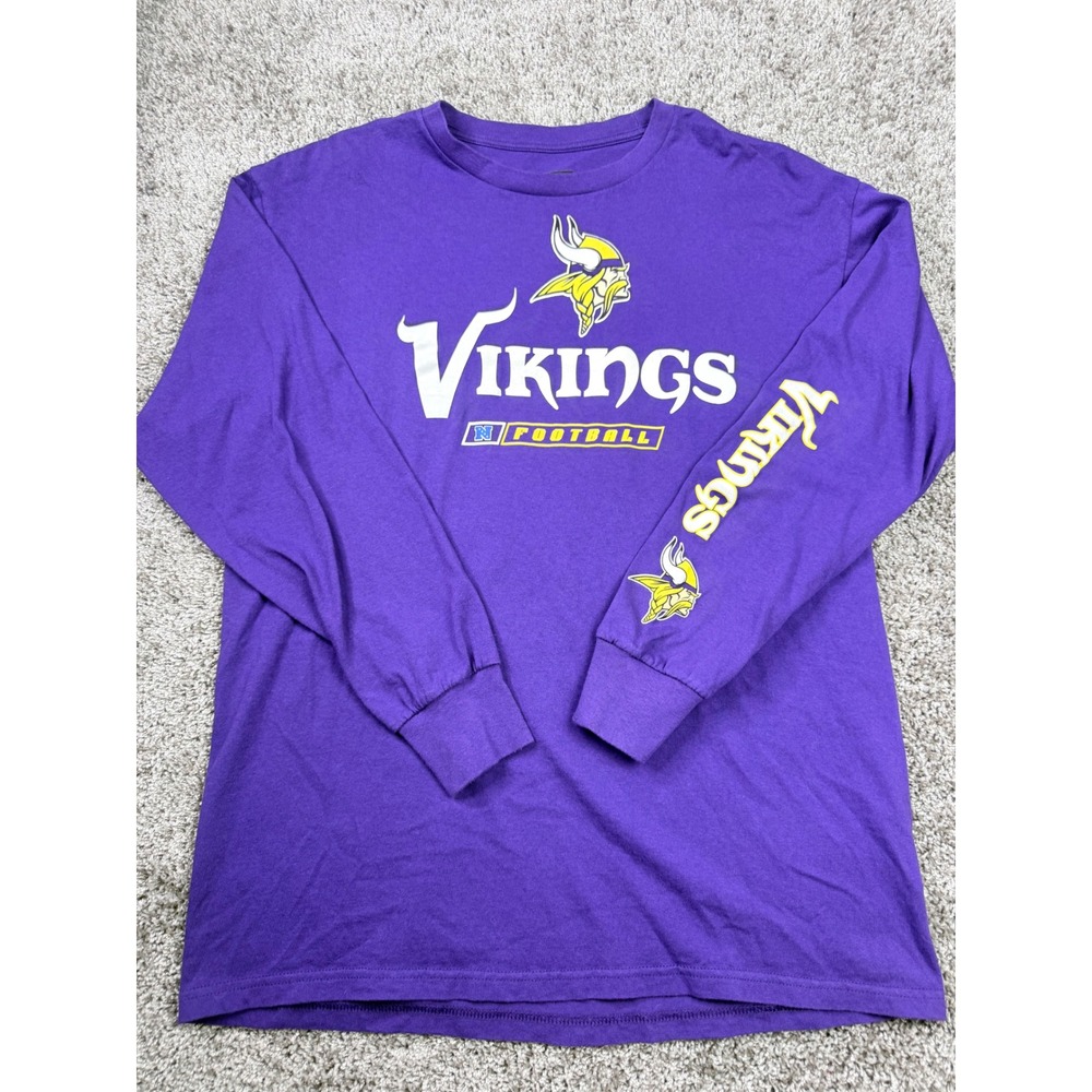 NFL Team Apparel Minnesota Vikings Long Sleeve Shirt Large Purple Football Tee